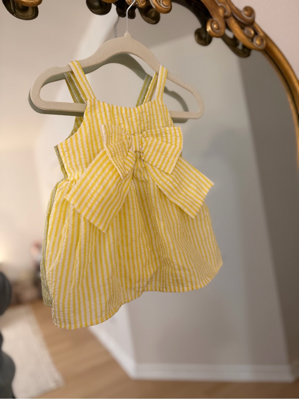 Yellow Striped Bow Sundress for Baby
